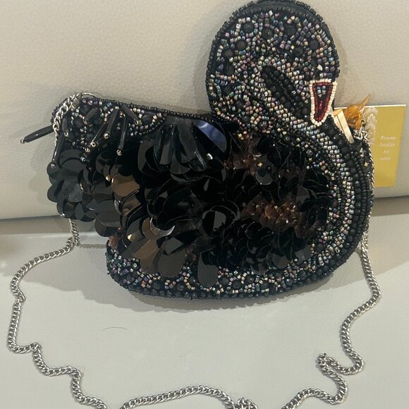From India To You Handbags - From India to You Black Swan Beaded Sequin Bag Crossbody Tik Tok Viral RARE NWT